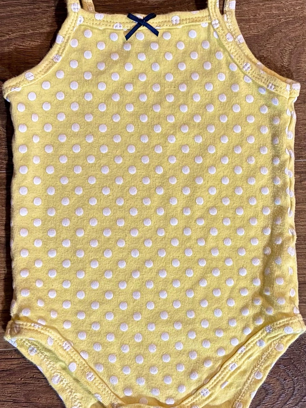 Hudson Baby Yellow Polka Dot Sleeveless One-Piece with Navy Bow